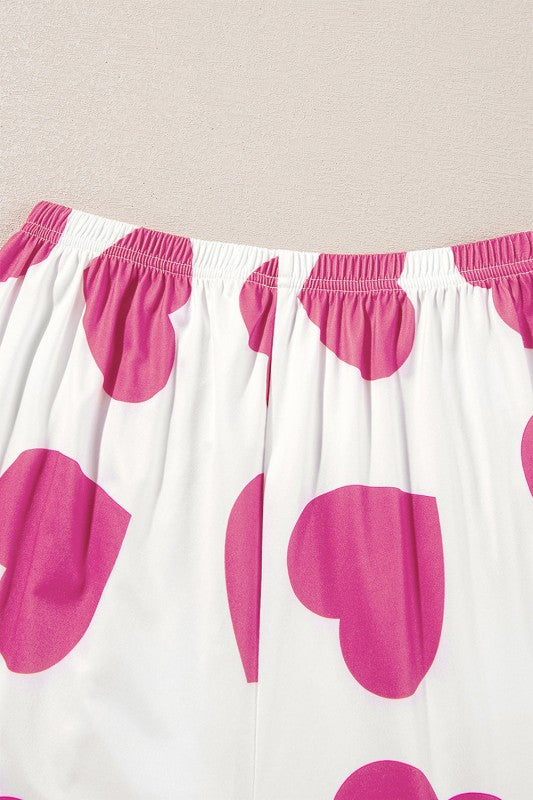 Sweet Heart Ruffle Tank Top And Pants Lounge Set