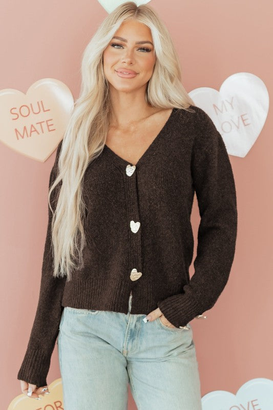Chic & Sassy Heart Button Cardigan Sweater