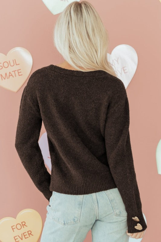 Chic & Sassy Heart Button Cardigan Sweater