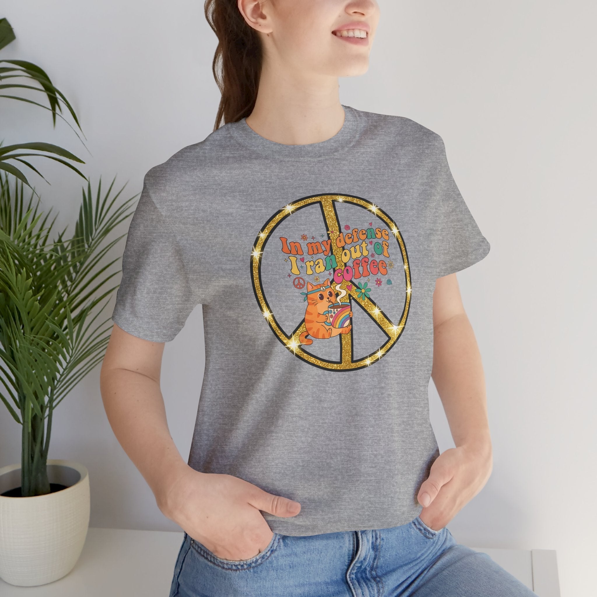 ‘In My Defense I Ran Out of Coffee’ Retro Cat Graphic Tee