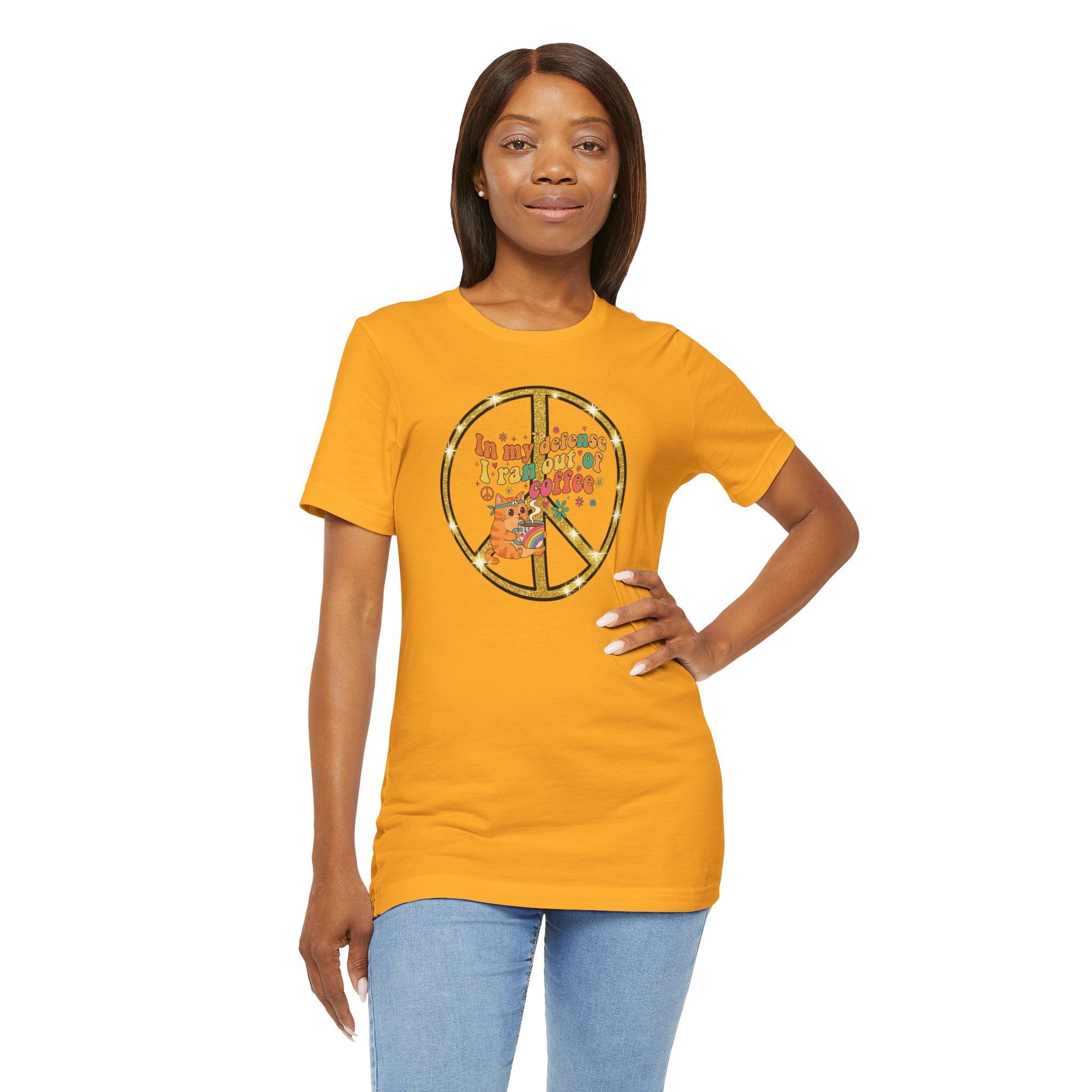 ‘In My Defense I Ran Out of Coffee’ Retro Cat Graphic Tee