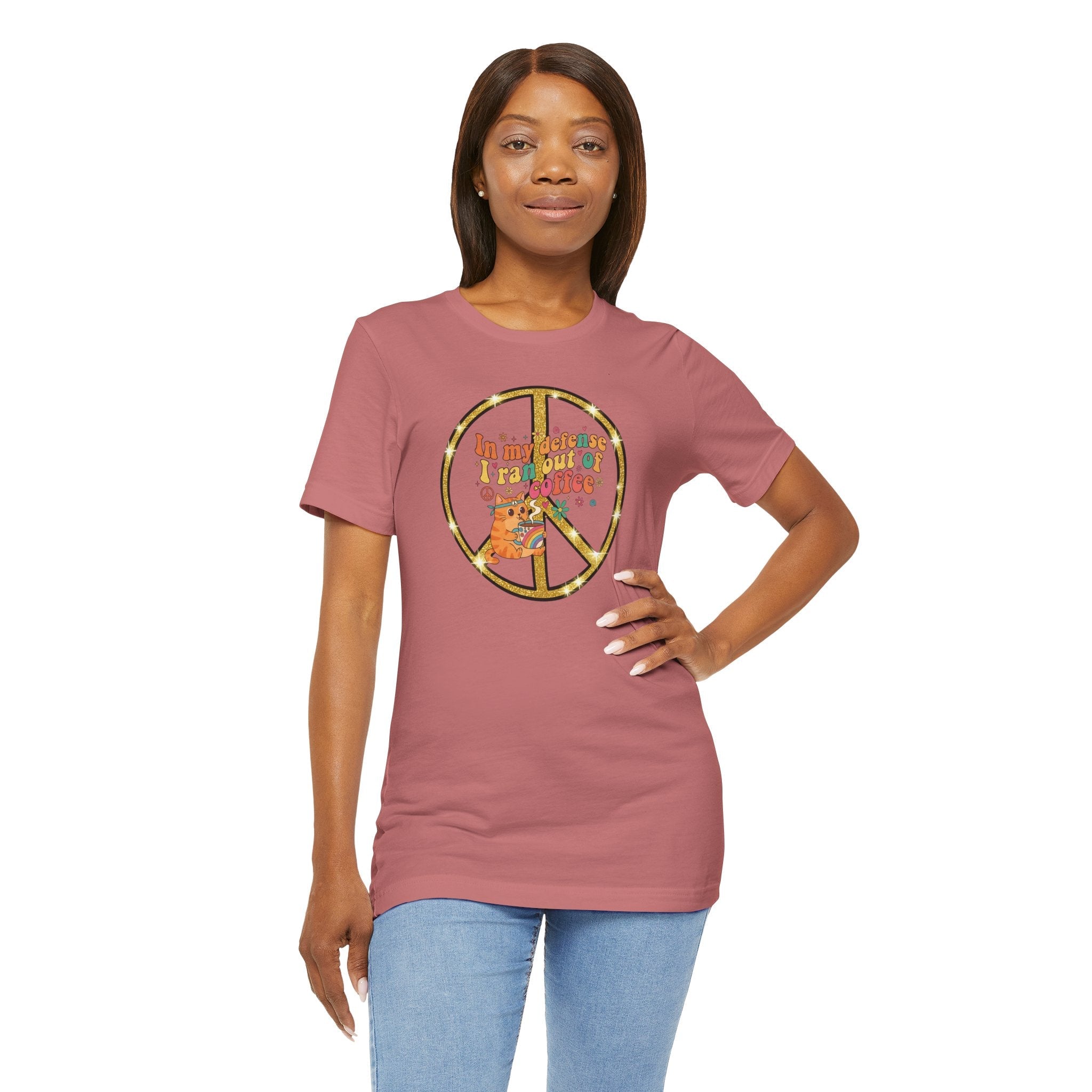 ‘In My Defense I Ran Out of Coffee’ Retro Cat Graphic Tee