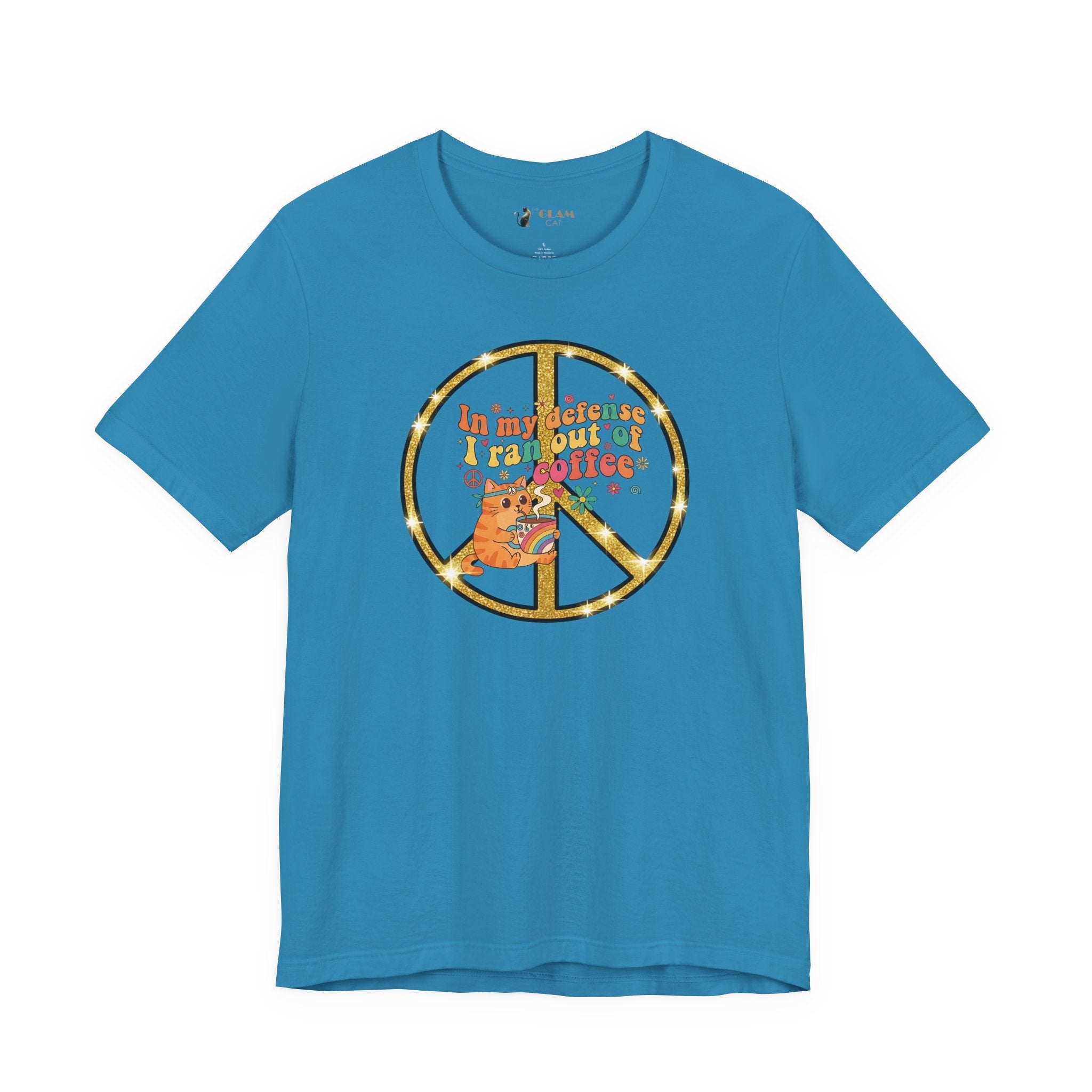 ‘In My Defense I Ran Out of Coffee’ Retro Cat Graphic Tee
