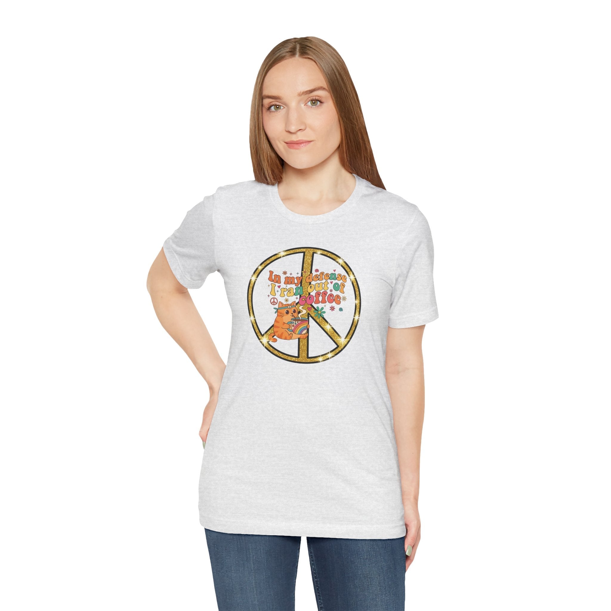 ‘In My Defense I Ran Out of Coffee’ Retro Cat Graphic Tee