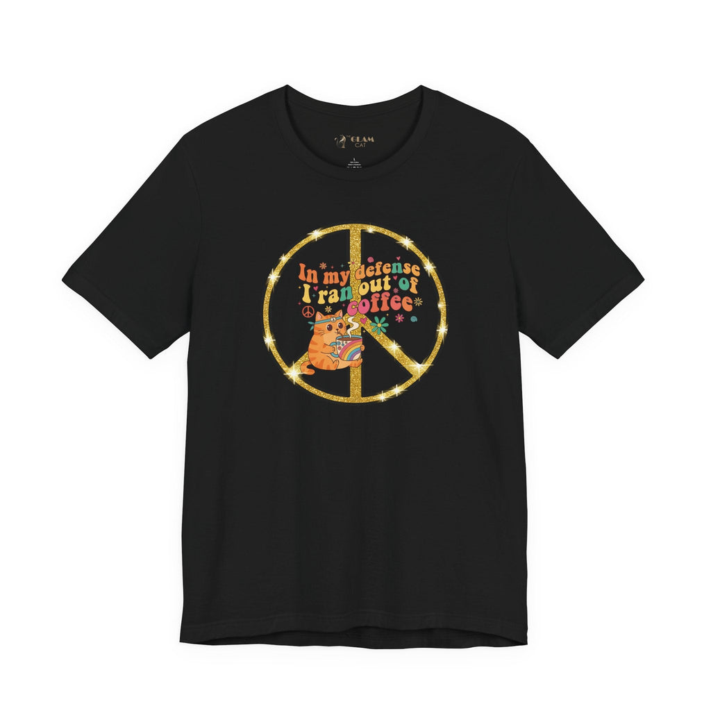 ‘In My Defense I Ran Out of Coffee’ Retro Cat Graphic Tee