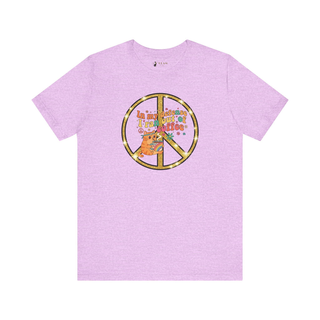 ‘In My Defense I Ran Out of Coffee’ Retro Cat Graphic Tee