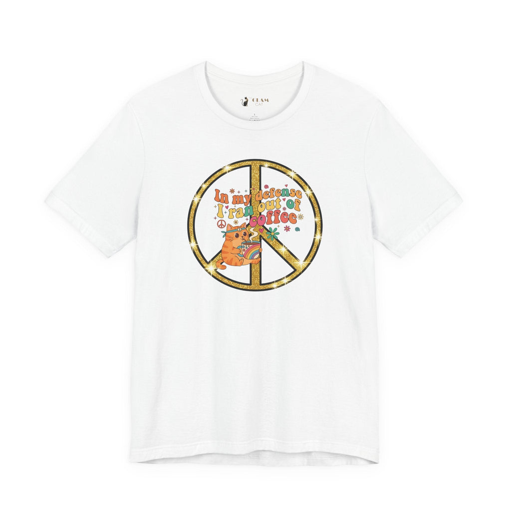 ‘In My Defense I Ran Out of Coffee’ Retro Cat Graphic Tee
