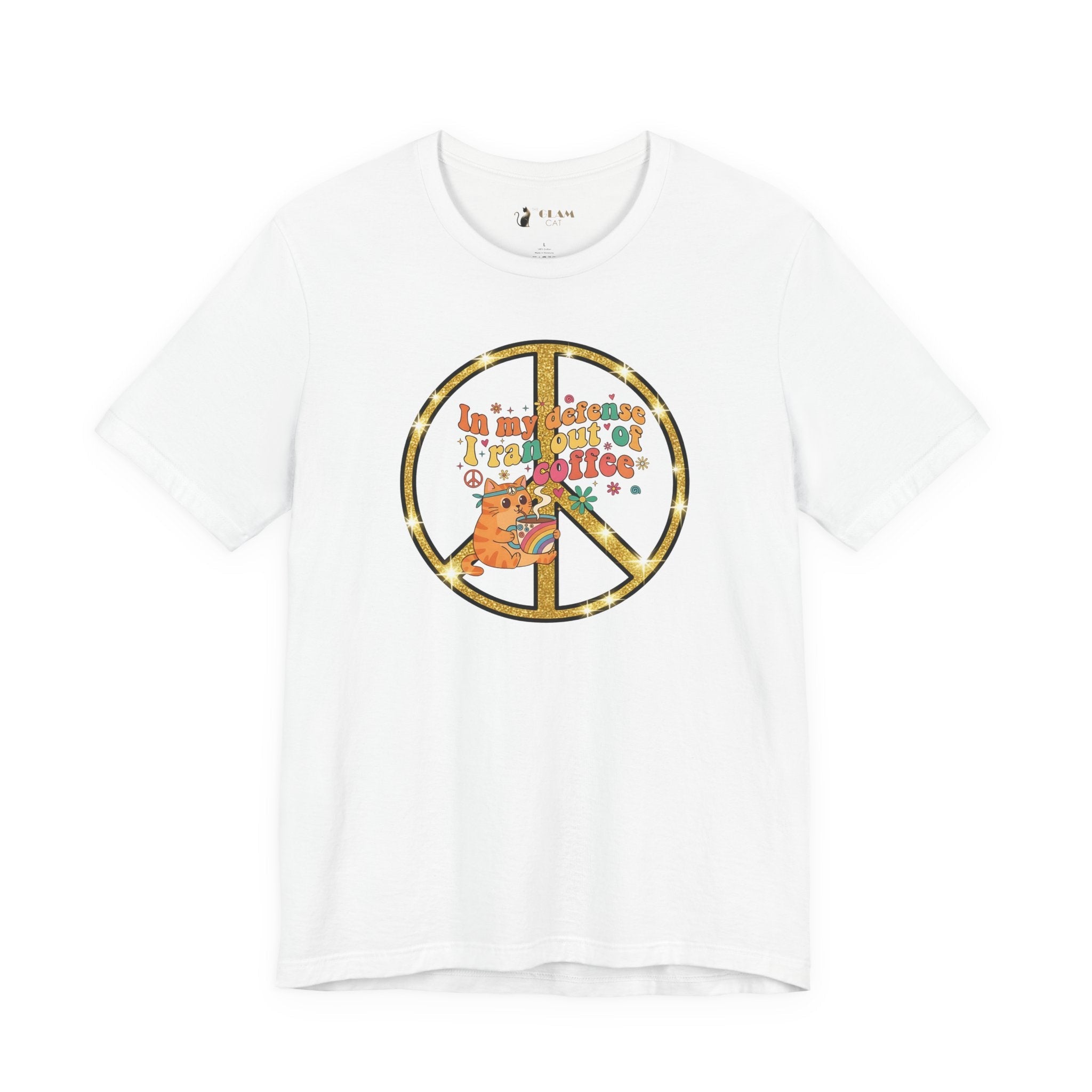 ‘In My Defense I Ran Out of Coffee’ Retro Cat Graphic Tee