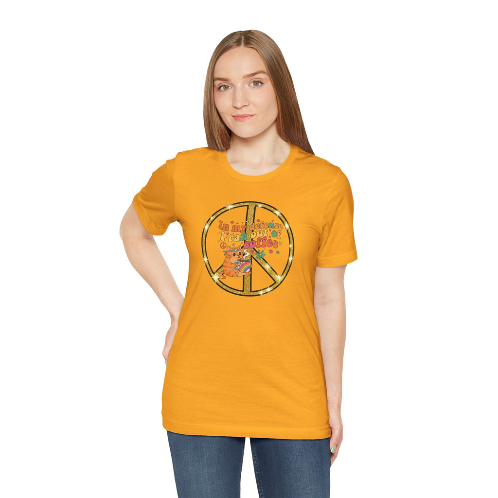 ‘In My Defense I Ran Out of Coffee’ Retro Cat Graphic Tee