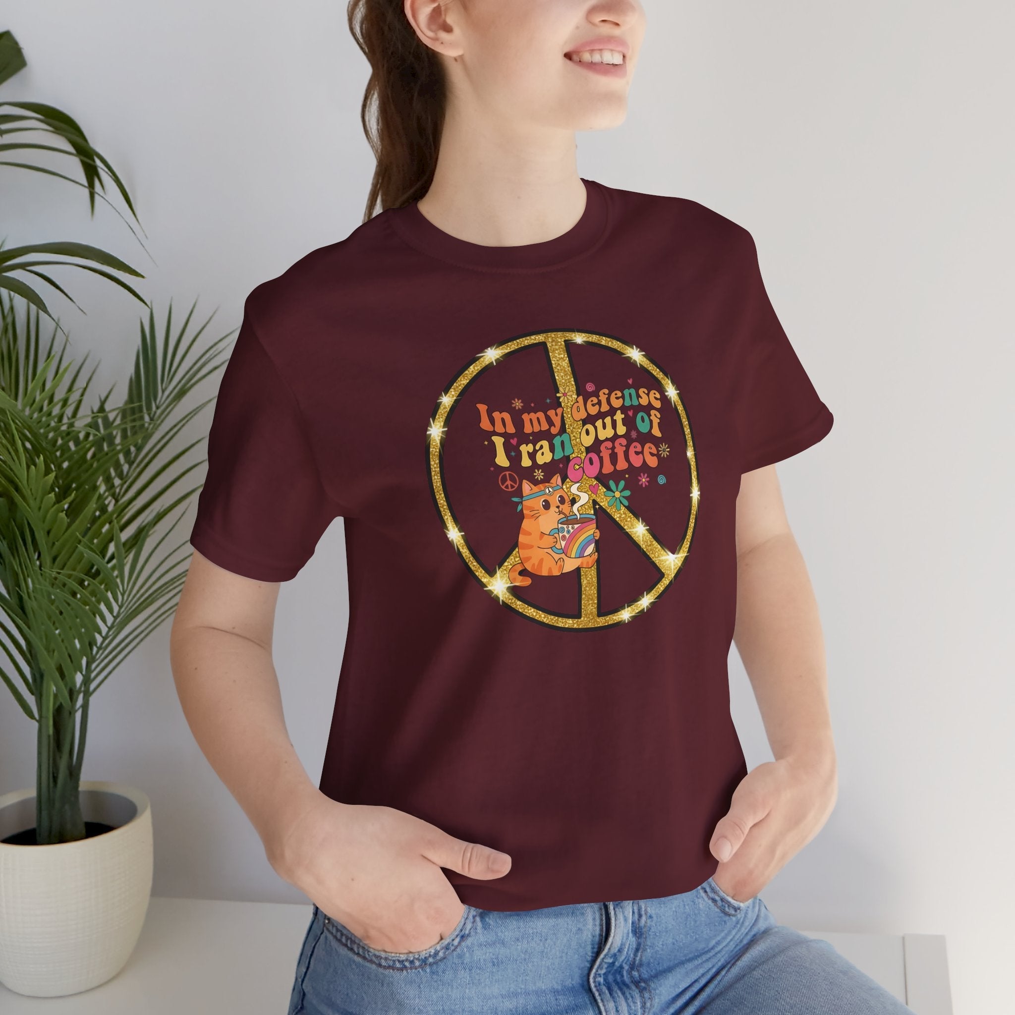 ‘In My Defense I Ran Out of Coffee’ Retro Cat Graphic Tee