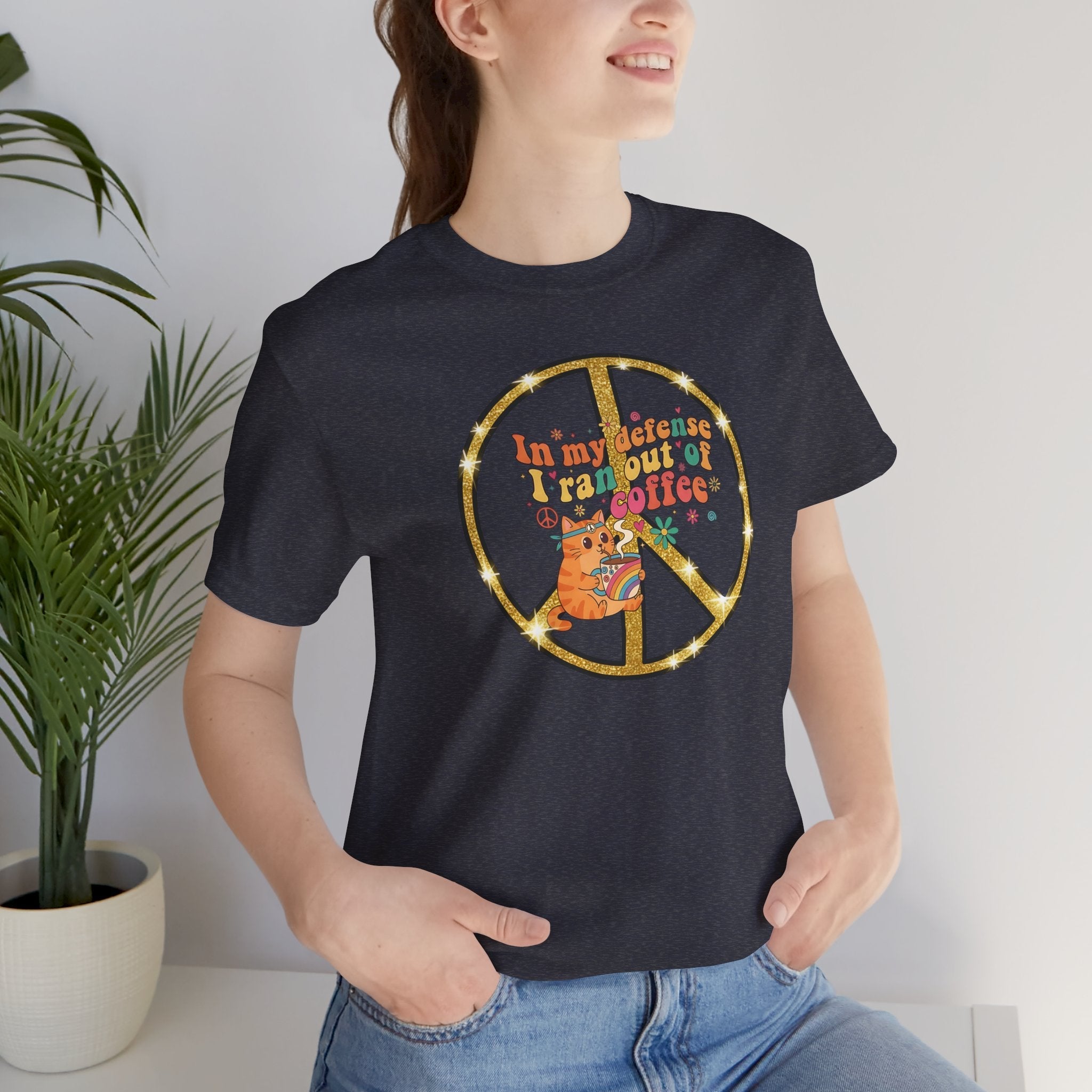 ‘In My Defense I Ran Out of Coffee’ Retro Cat Graphic Tee