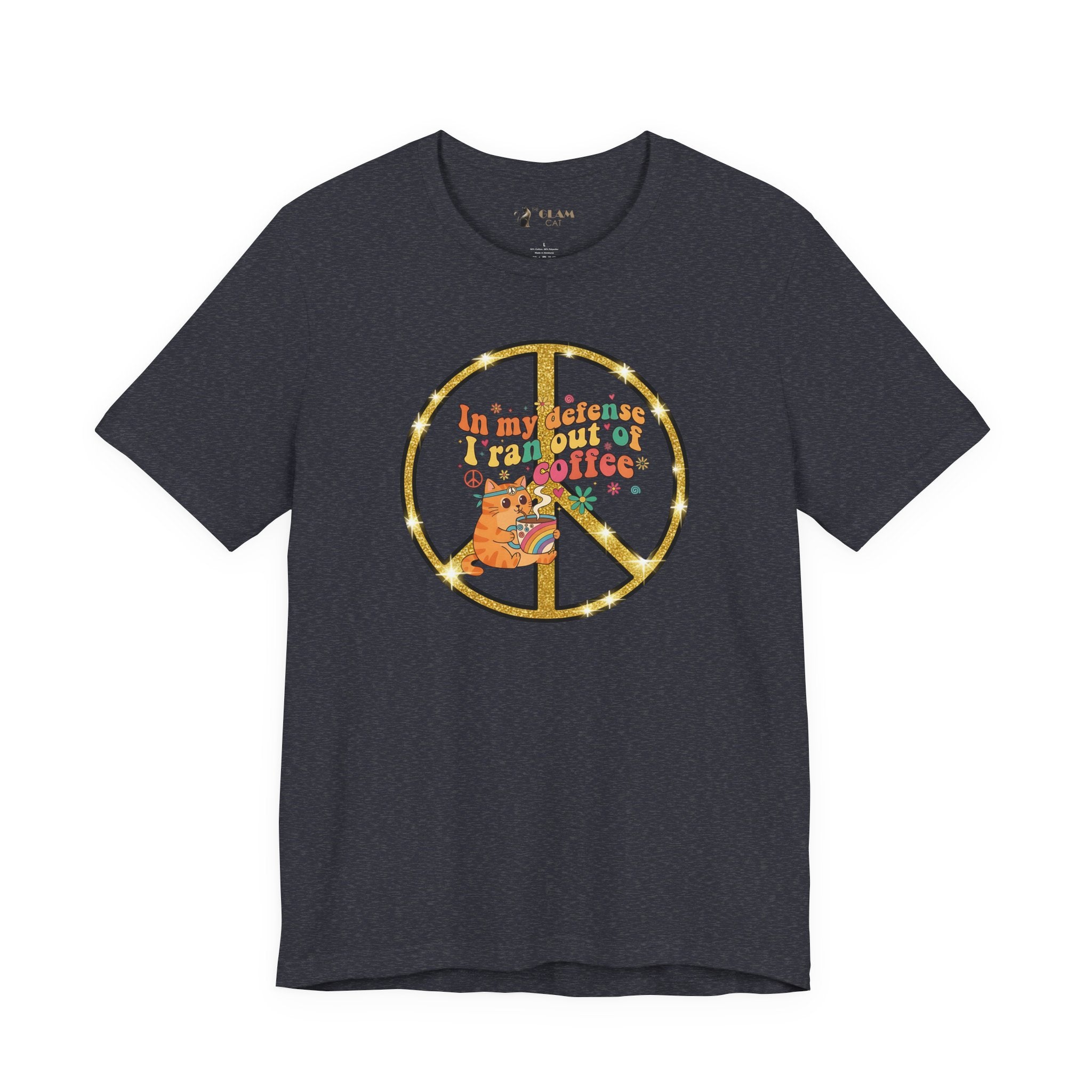 ‘In My Defense I Ran Out of Coffee’ Retro Cat Graphic Tee