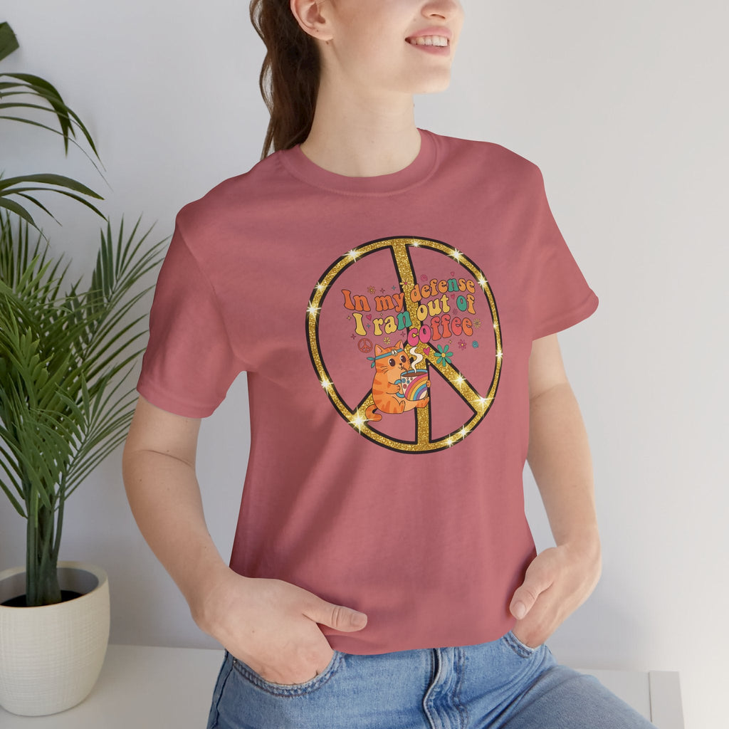 ‘In My Defense I Ran Out of Coffee’ Retro Cat Graphic Tee