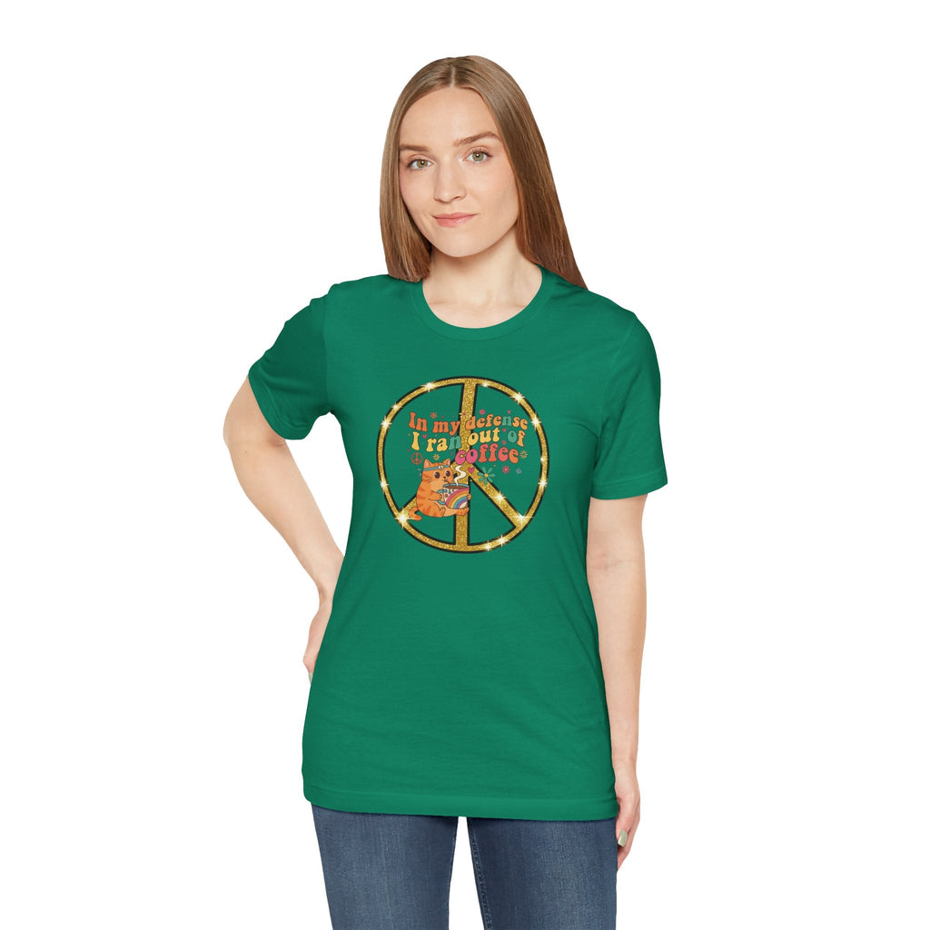 ‘In My Defense I Ran Out of Coffee’ Retro Cat Graphic Tee