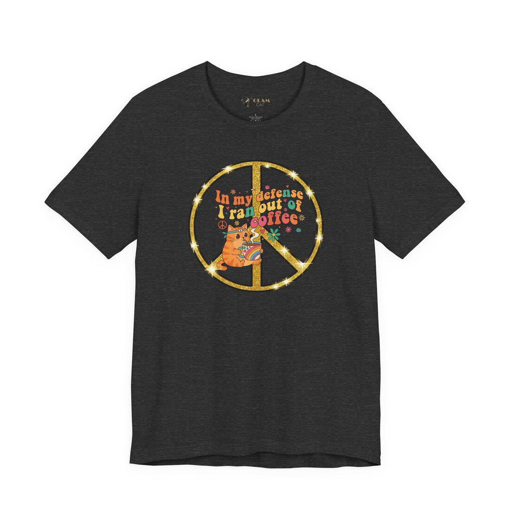 ‘In My Defense I Ran Out of Coffee’ Retro Cat Graphic Tee