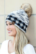 Buffalo Check & Fur Pom Beanie
