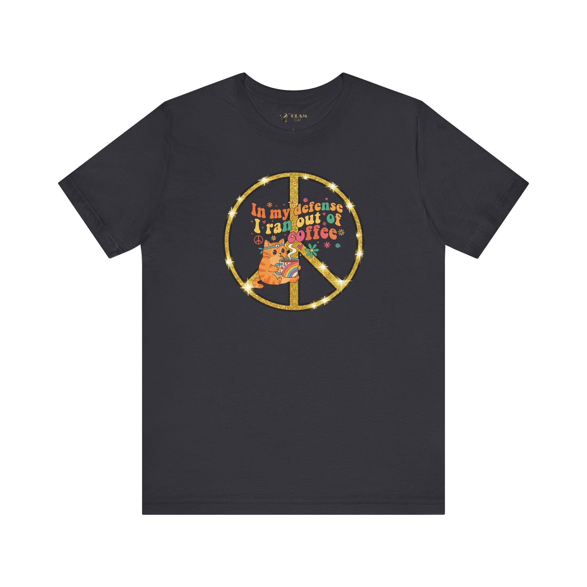 ‘In My Defense I Ran Out of Coffee’ Retro Cat Graphic Tee