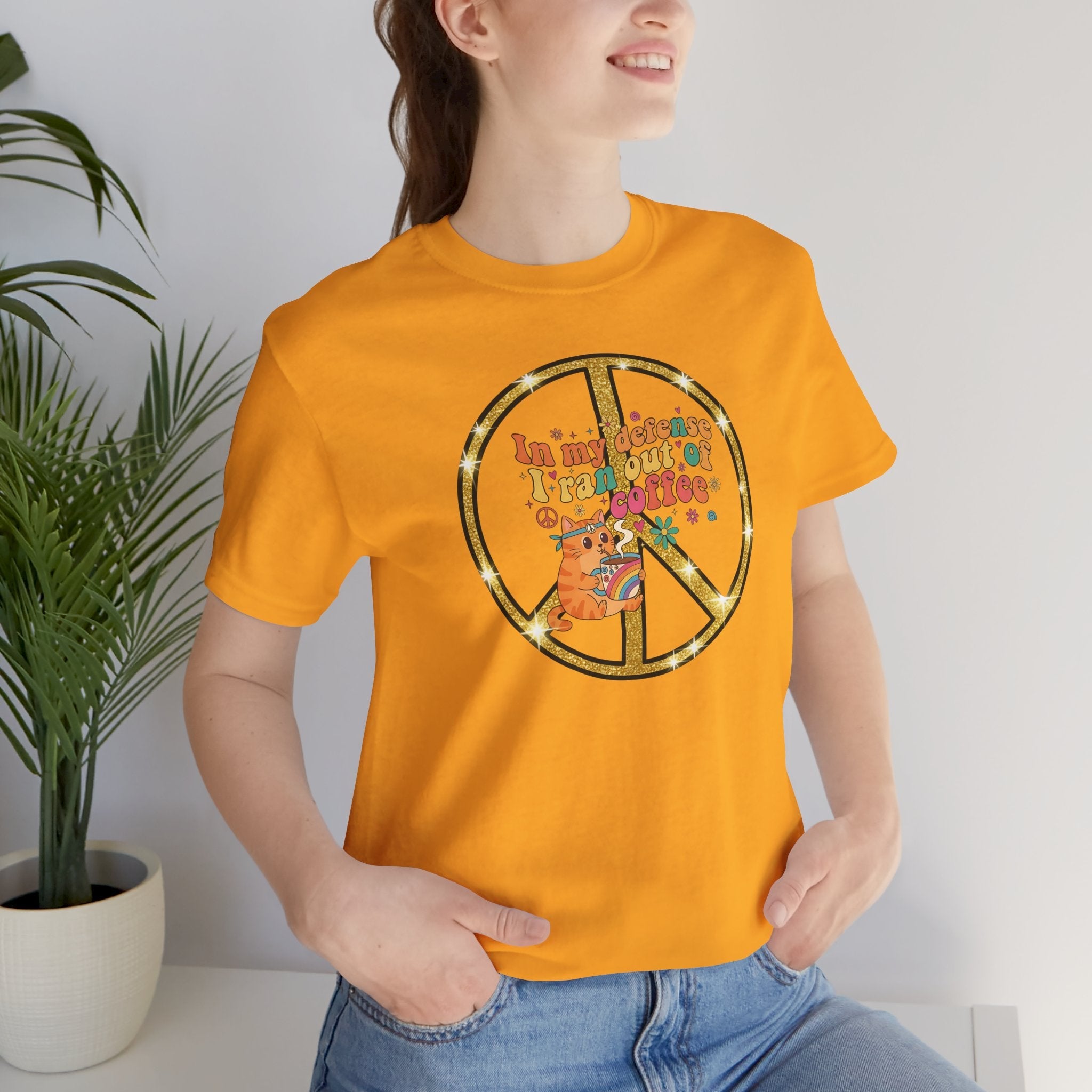 ‘In My Defense I Ran Out of Coffee’ Retro Cat Graphic Tee