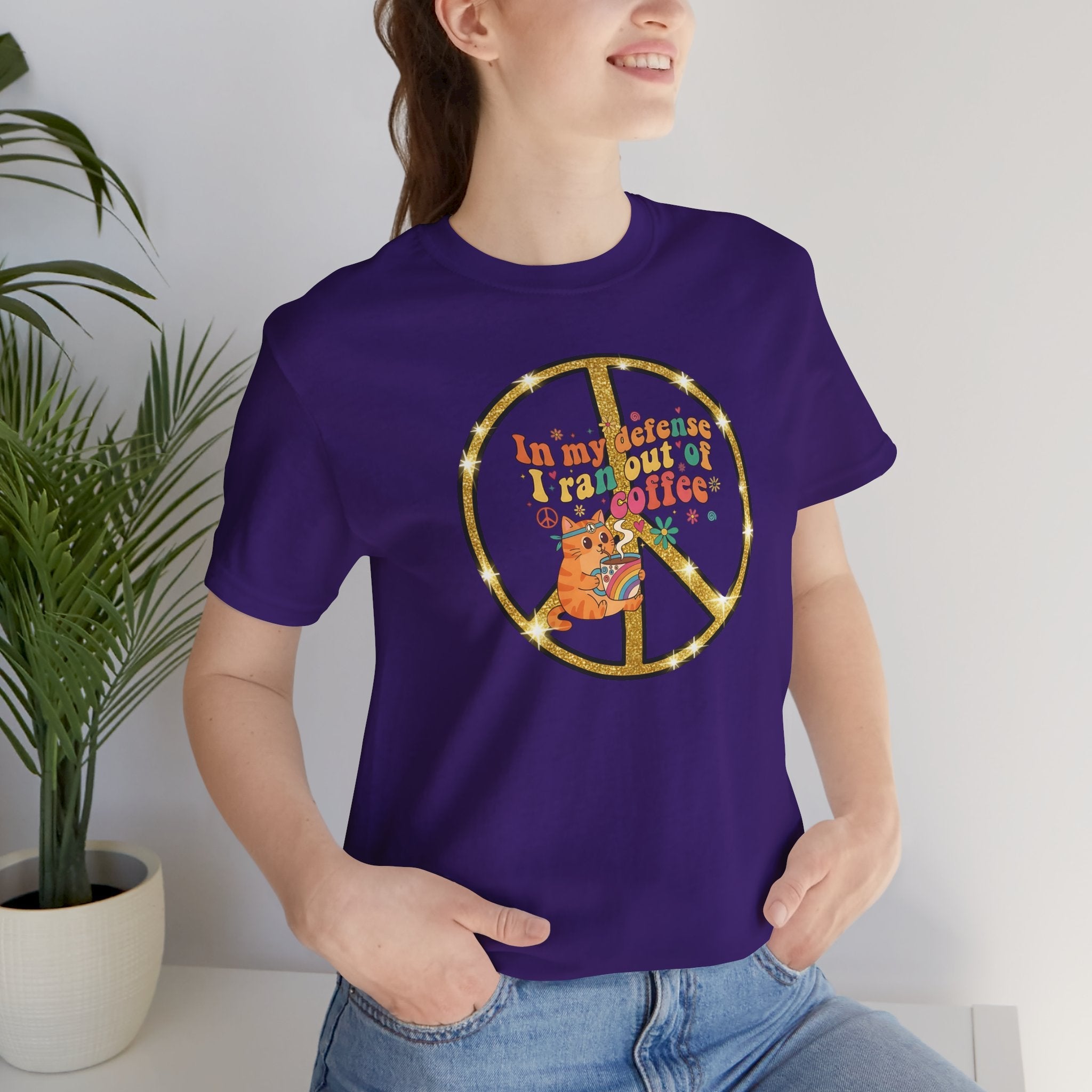 ‘In My Defense I Ran Out of Coffee’ Retro Cat Graphic Tee