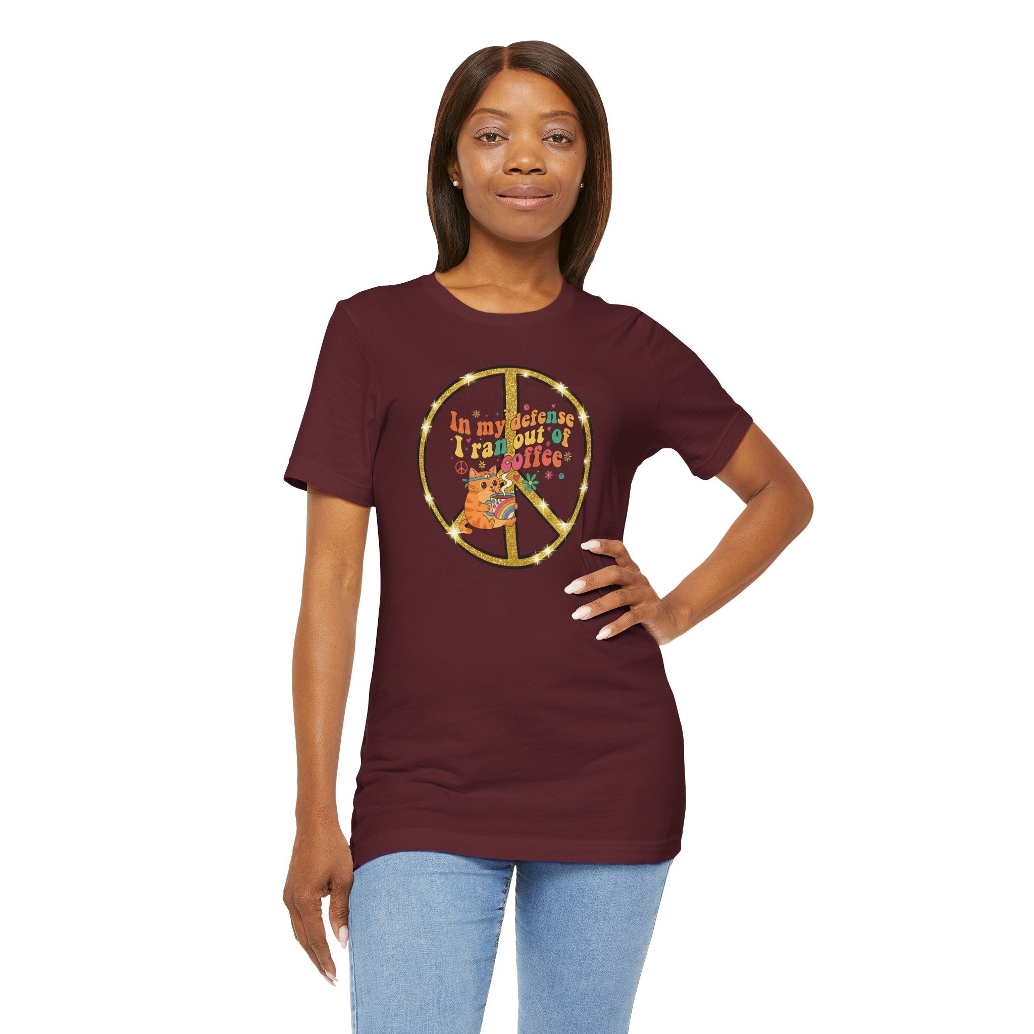 ‘In My Defense I Ran Out of Coffee’ Retro Cat Graphic Tee