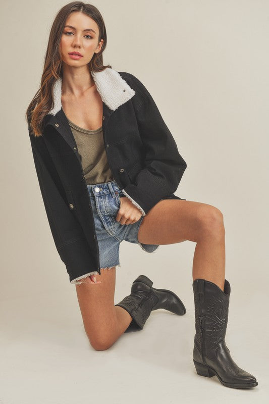 Effortless Juliette Fleece-Lined Denim Jacket (Size & Color Options Limited)