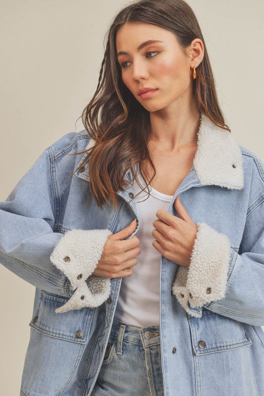 Effortless Juliette Fleece-Lined Denim Jacket (Size & Color Options Limited)