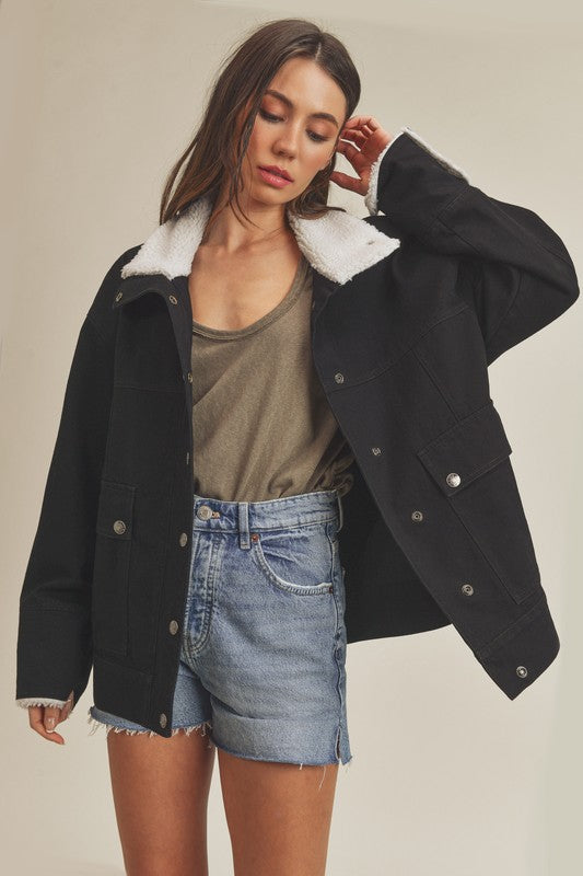 Effortless Juliette Fleece-Lined Denim Jacket (Size & Color Options Limited)