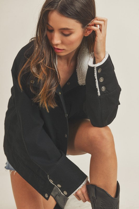 Effortless Juliette Fleece-Lined Denim Jacket (Size & Color Options Limited)