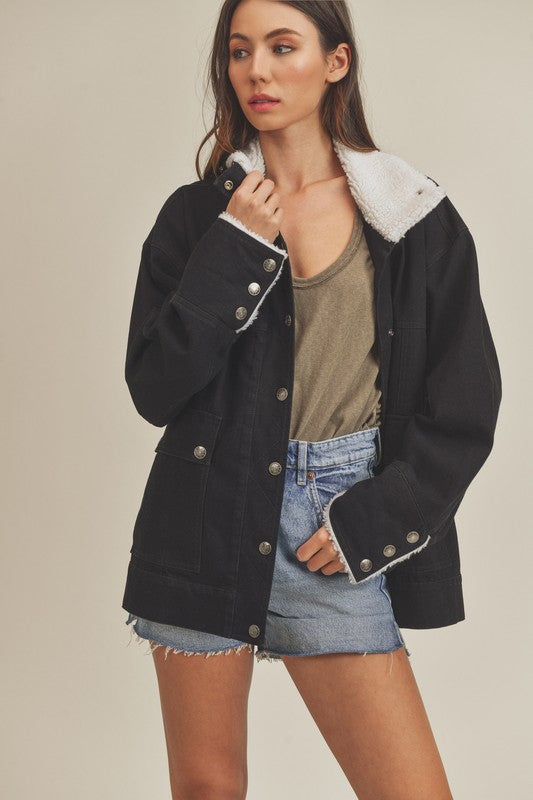Effortless Juliette Fleece-Lined Denim Jacket (Size & Color Options Limited)