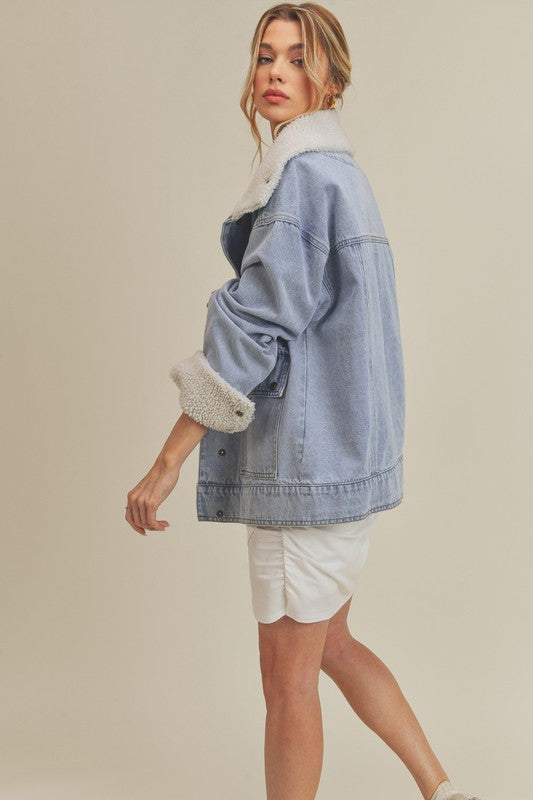 Effortless Juliette Fleece-Lined Denim Jacket (Size & Color Options Limited)