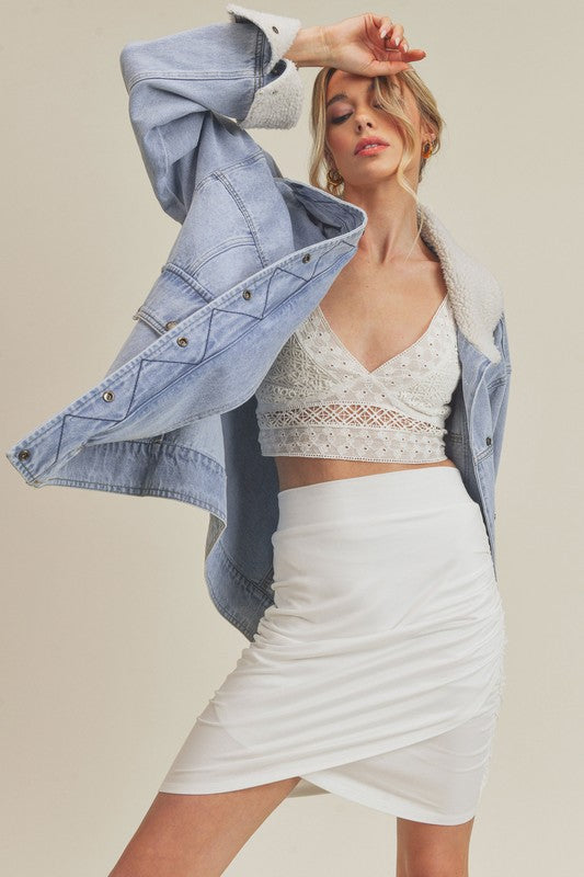 Effortless Juliette Fleece-Lined Denim Jacket (Size & Color Options Limited)
