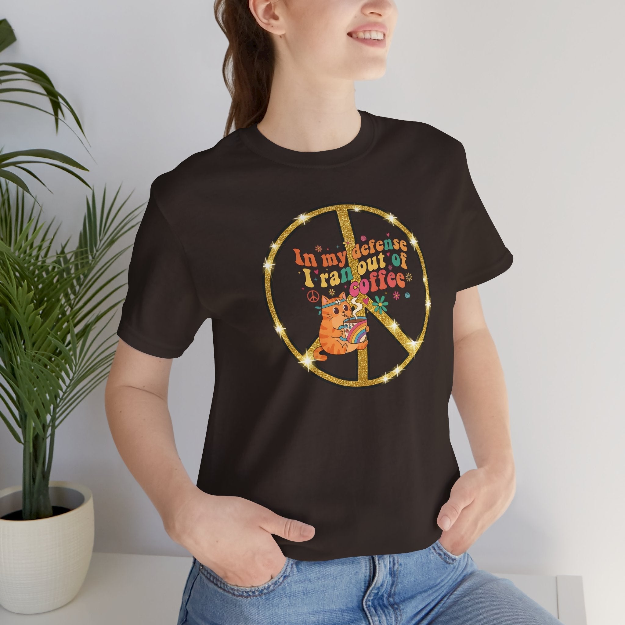 ‘In My Defense I Ran Out of Coffee’ Retro Cat Graphic Tee