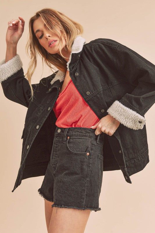 Effortless Juliette Fleece-Lined Denim Jacket (Size & Color Options Limited)