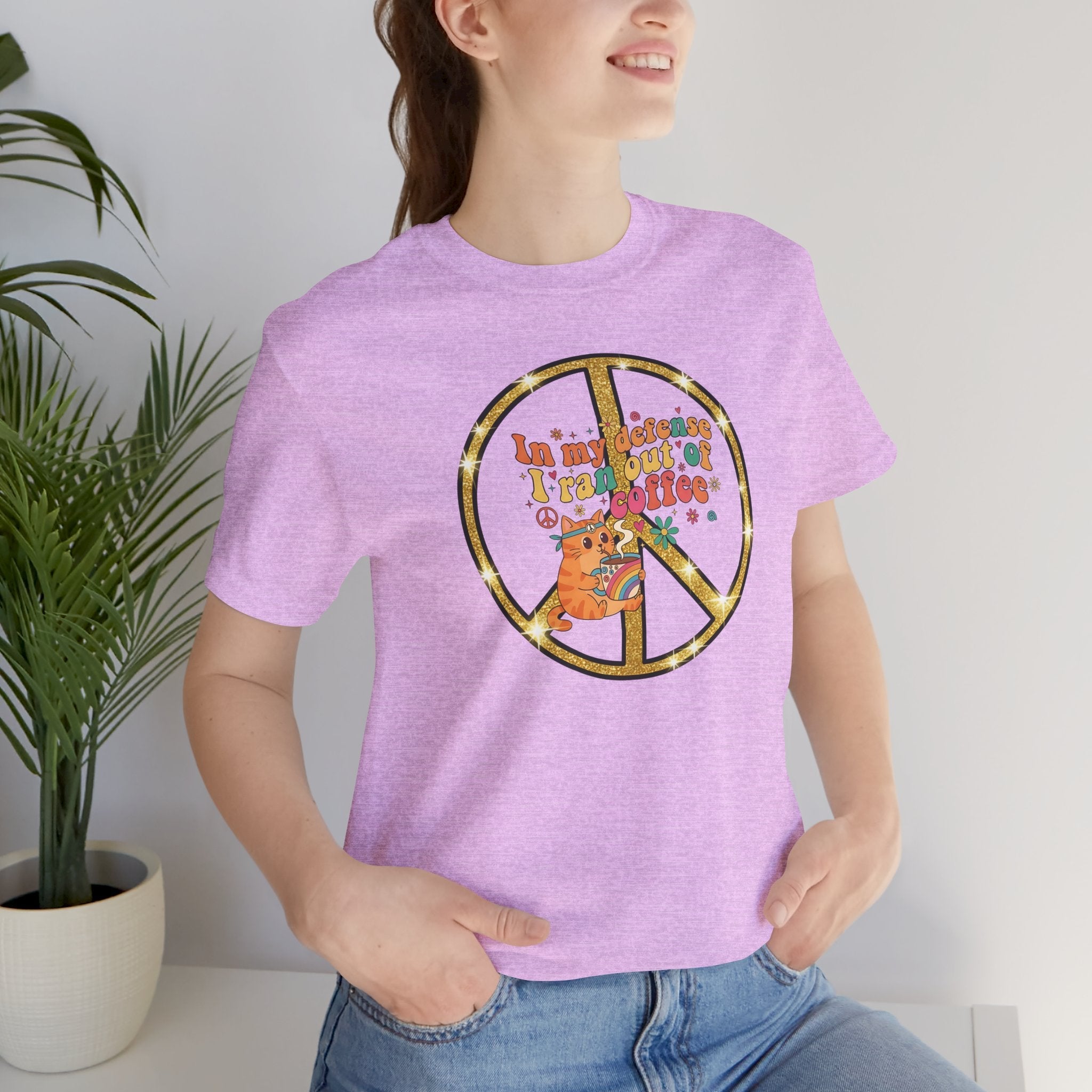 ‘In My Defense I Ran Out of Coffee’ Retro Cat Graphic Tee