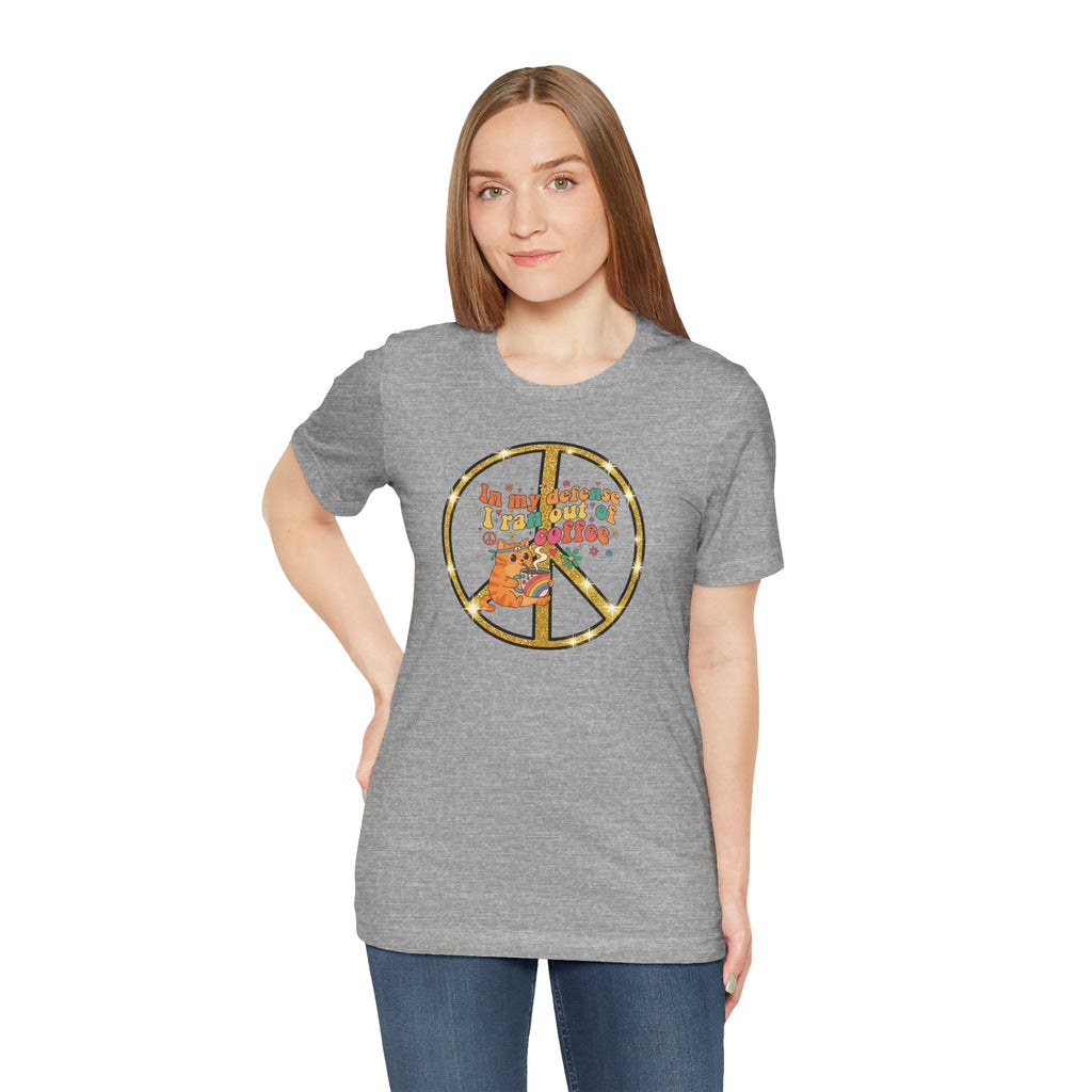 ‘In My Defense I Ran Out of Coffee’ Retro Cat Graphic Tee