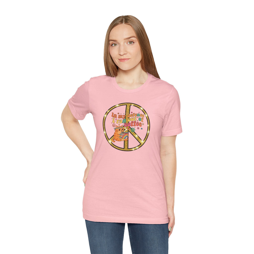 ‘In My Defense I Ran Out of Coffee’ Retro Cat Graphic Tee