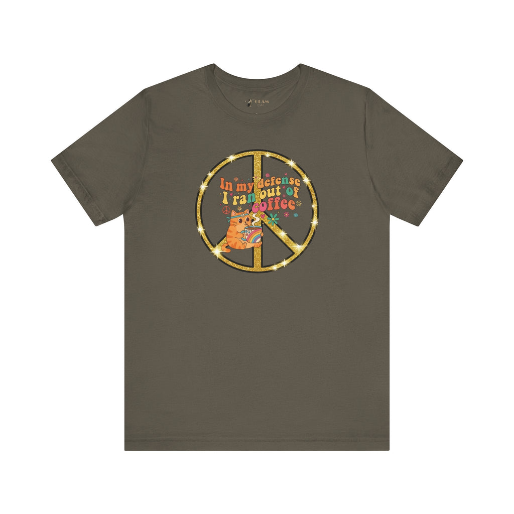 ‘In My Defense I Ran Out of Coffee’ Retro Cat Graphic Tee