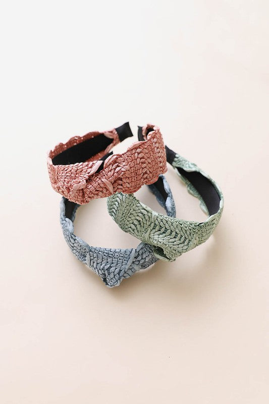 Stylish Raffia Crochet Trim Headband