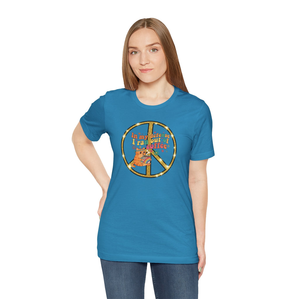 ‘In My Defense I Ran Out of Coffee’ Retro Cat Graphic Tee