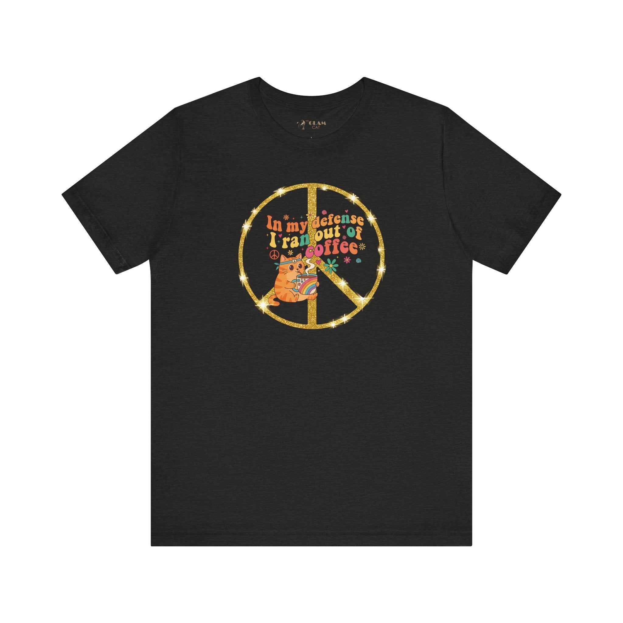 ‘In My Defense I Ran Out of Coffee’ Retro Cat Graphic Tee