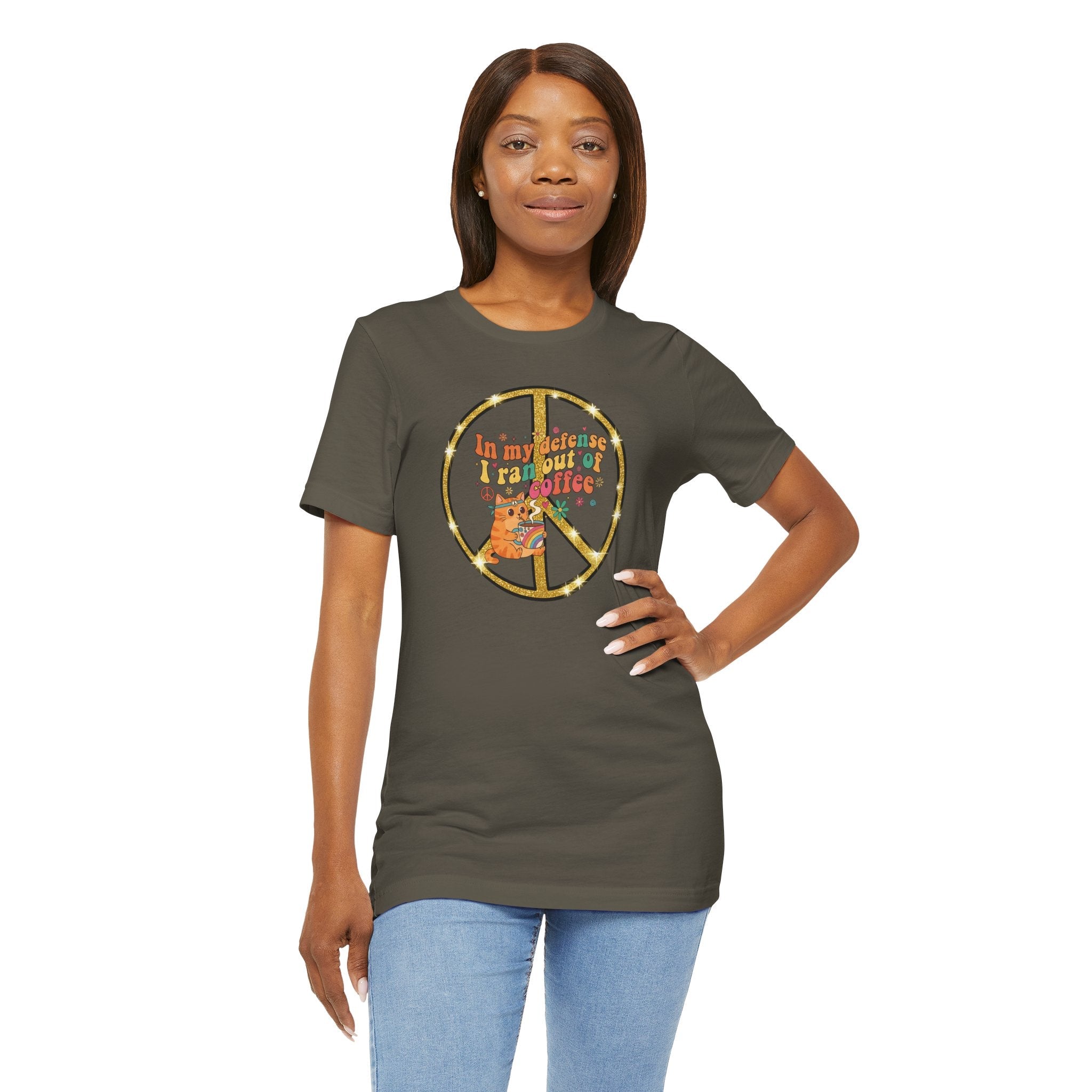‘In My Defense I Ran Out of Coffee’ Retro Cat Graphic Tee