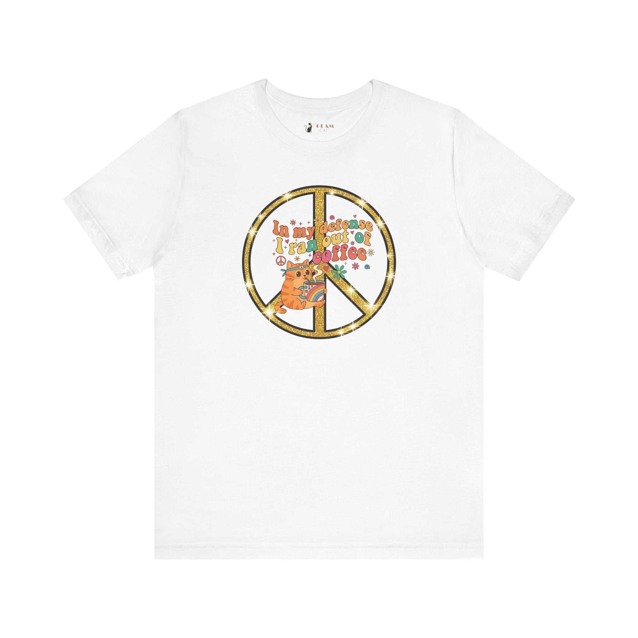 ‘In My Defense I Ran Out of Coffee’ Retro Cat Graphic Tee