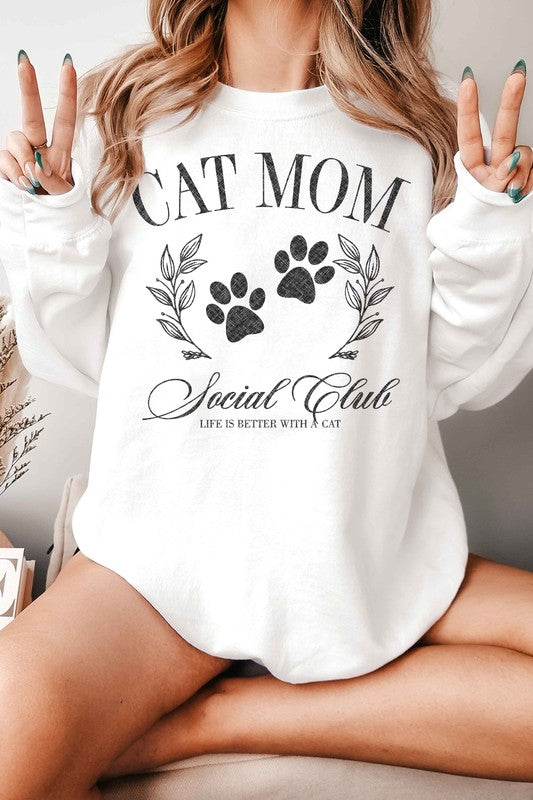 Cat Mom Social Club Graphic Sweatshirt (Made In The USA)