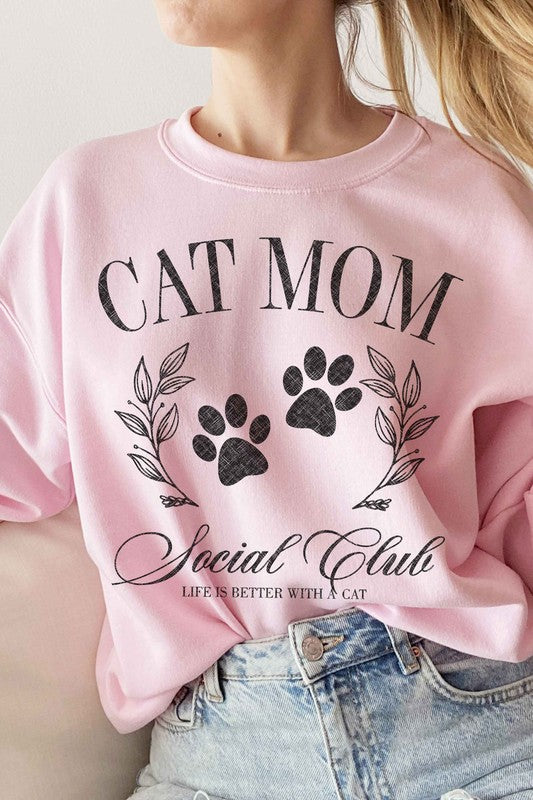 Cat Mom Social Club Graphic Sweatshirt (Made In The USA)