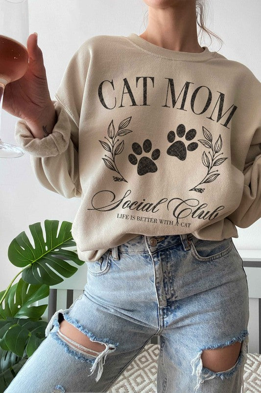 Cat Mom Social Club Graphic Sweatshirt (Made In The USA)