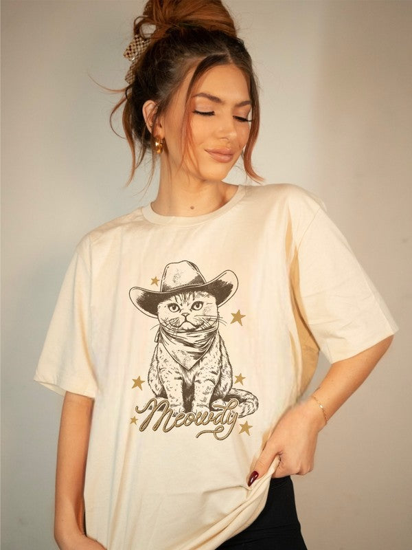 Adorable Meowdy Cat Graphic Tee
