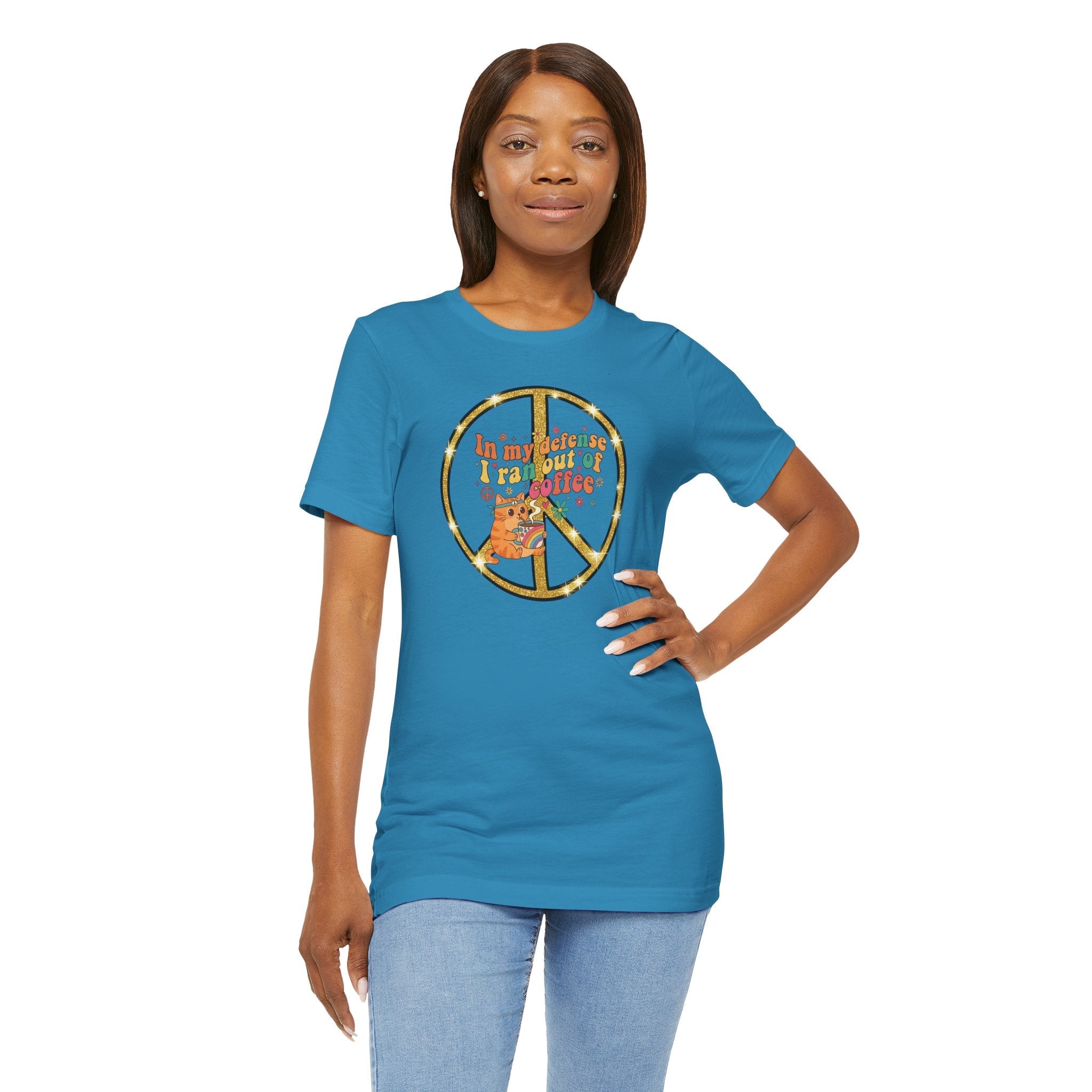 ‘In My Defense I Ran Out of Coffee’ Retro Cat Graphic Tee