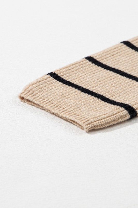 Cozy Soft Knit Striped Cardigan with Pockets