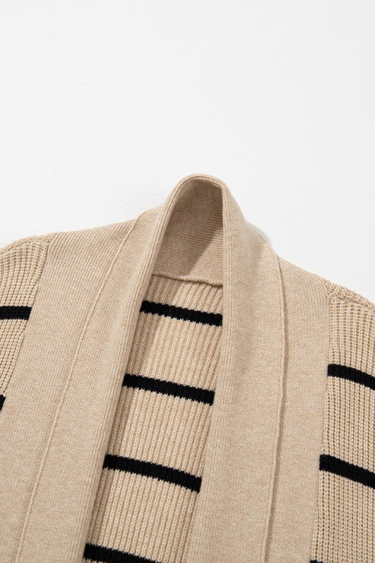 Cozy Soft Knit Striped Cardigan with Pockets