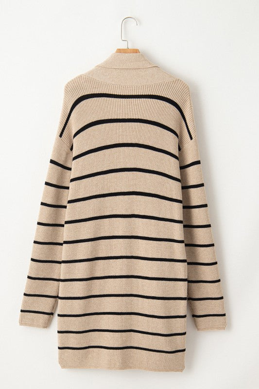 Cozy Soft Knit Striped Cardigan with Pockets